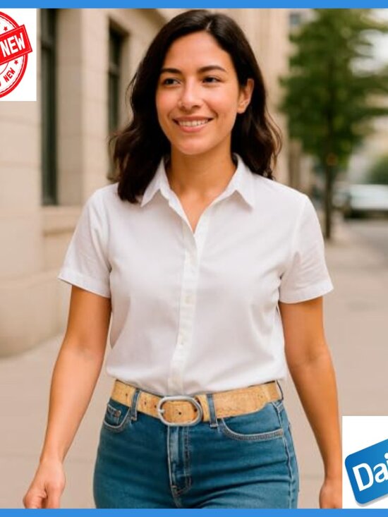 Slim Vegan Cork Belt with Nickel-Free Buckle for Dresses and Jeans